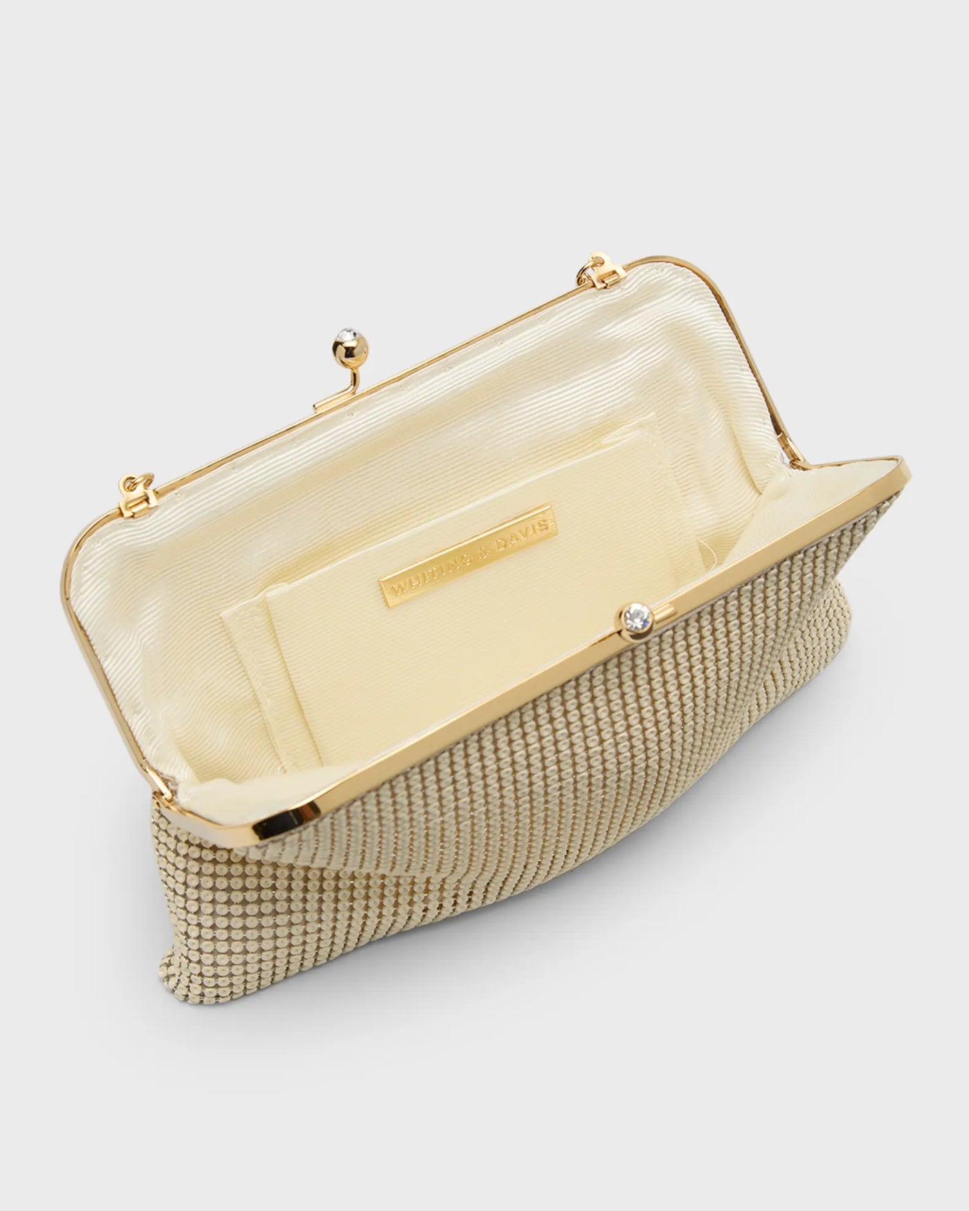 Dimple Embellished Mesh Clutch Bag - Pearl