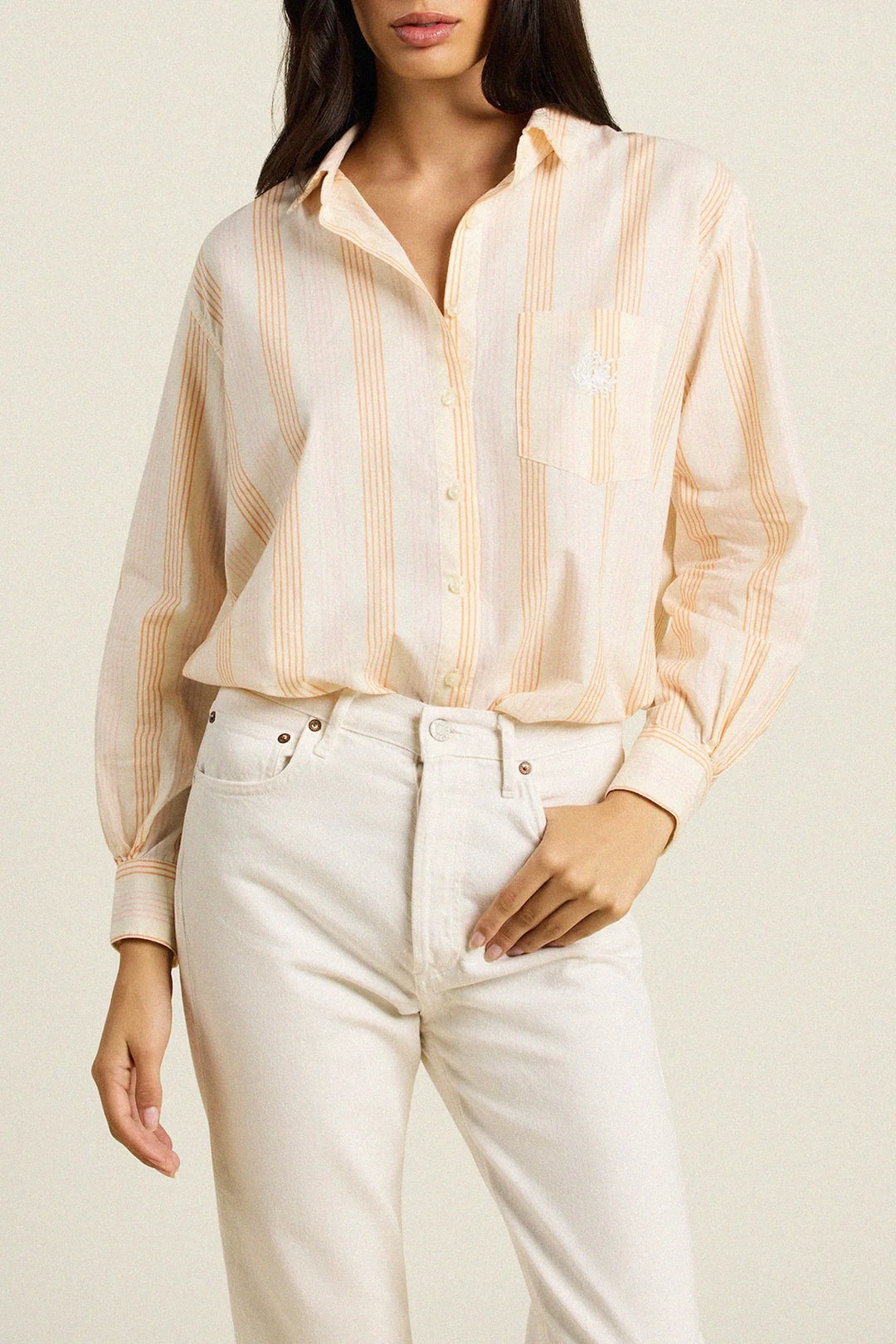 Blake Oversized Shirt w/ Ruffles - Paradis Stripe