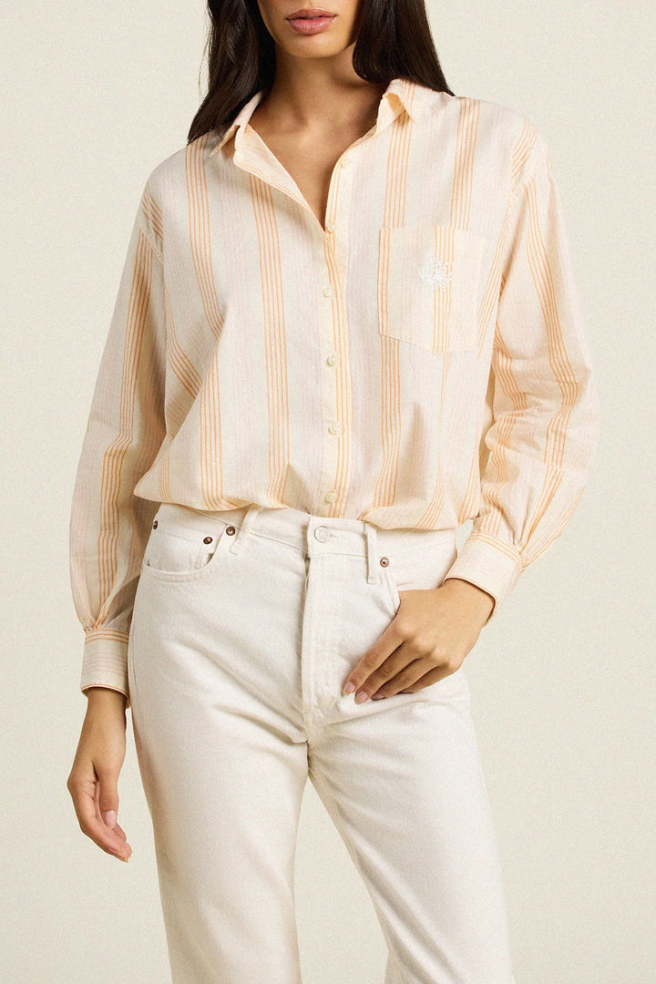 Blake Oversized Shirt w/ Ruffles - Paradis Stripe