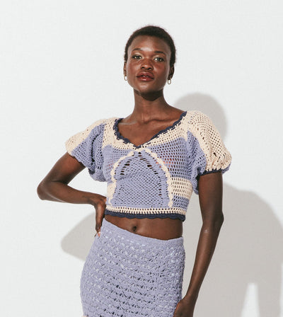 Portia Crochet Top - Blue Multi