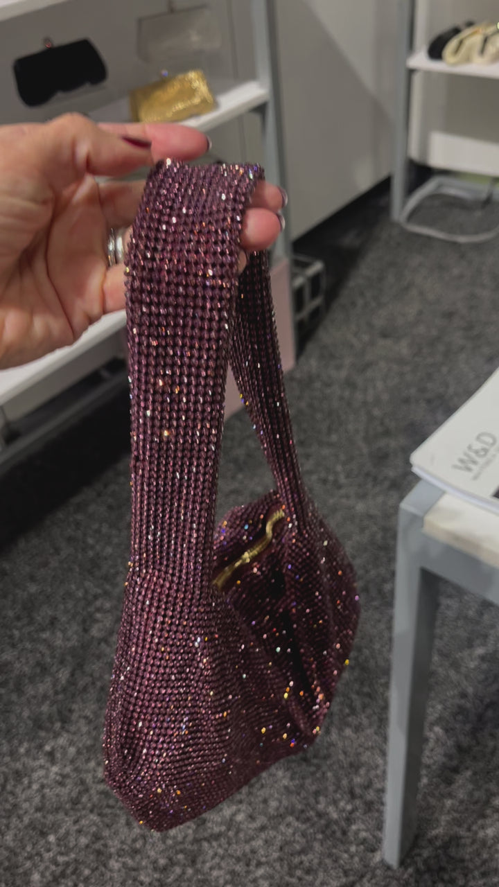 Farrah Crystal Hobo Bag - Wine Crystal