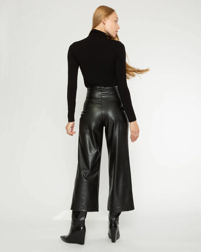 Vegan Leather Straight Leg Pant - Black