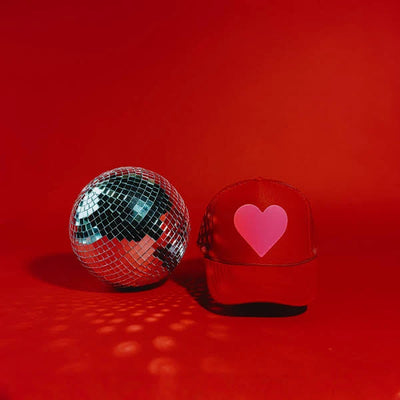 Heart Hat - Red/Neon Pink