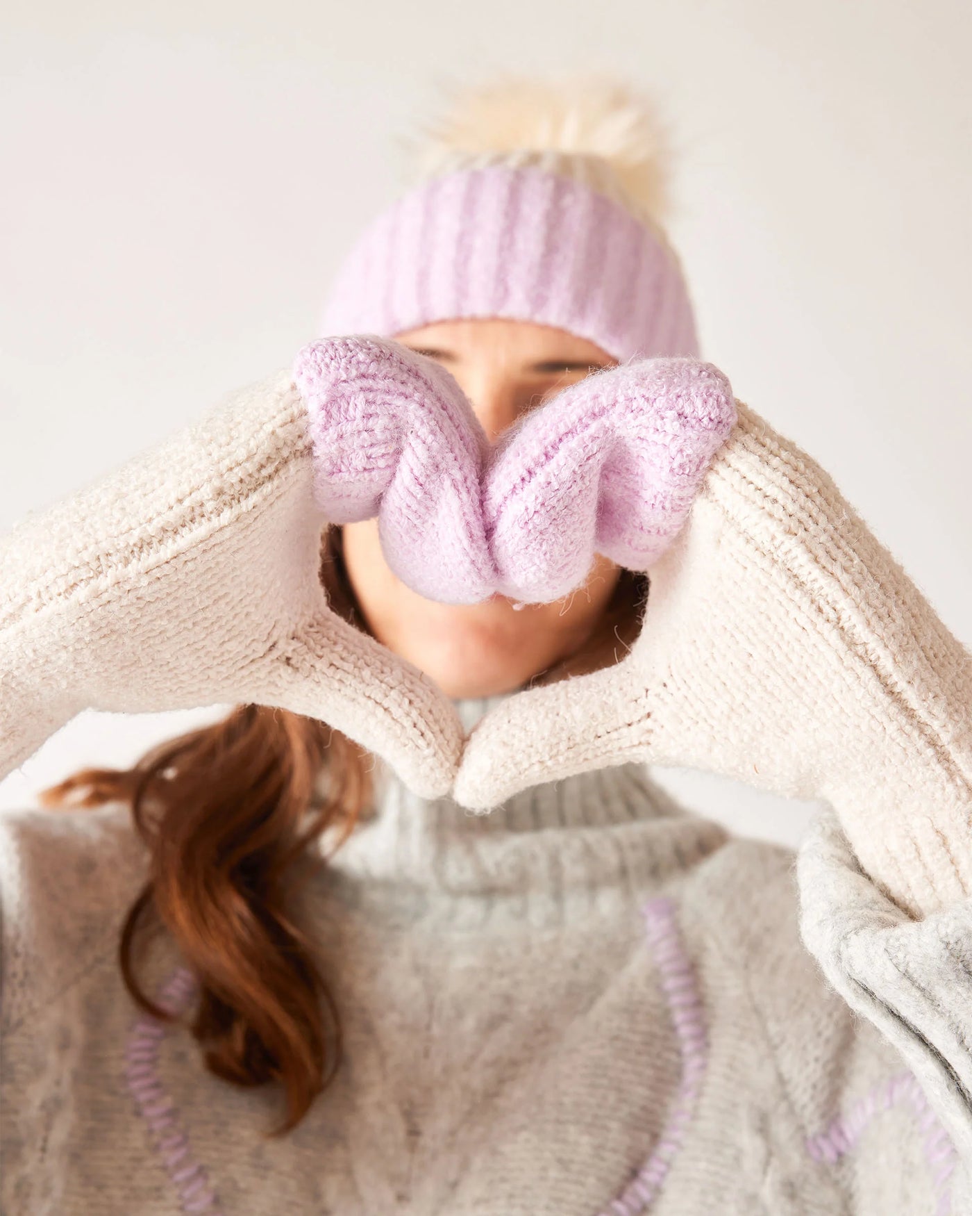 Snow Bunny Flip Top Mittens - Lilac/Fawn