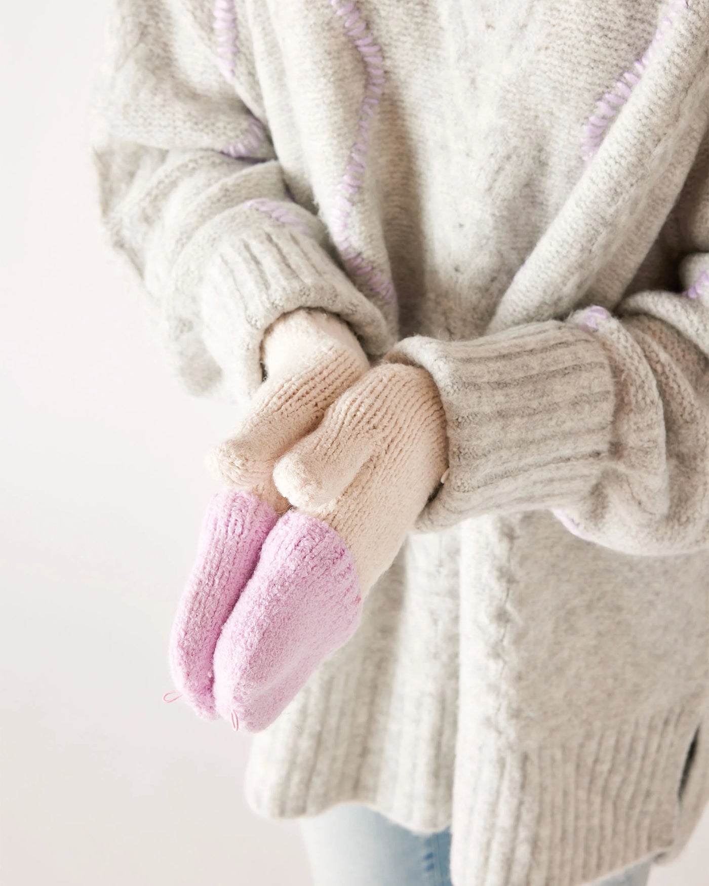 Snow Bunny Flip Top Mittens - Lilac/Fawn