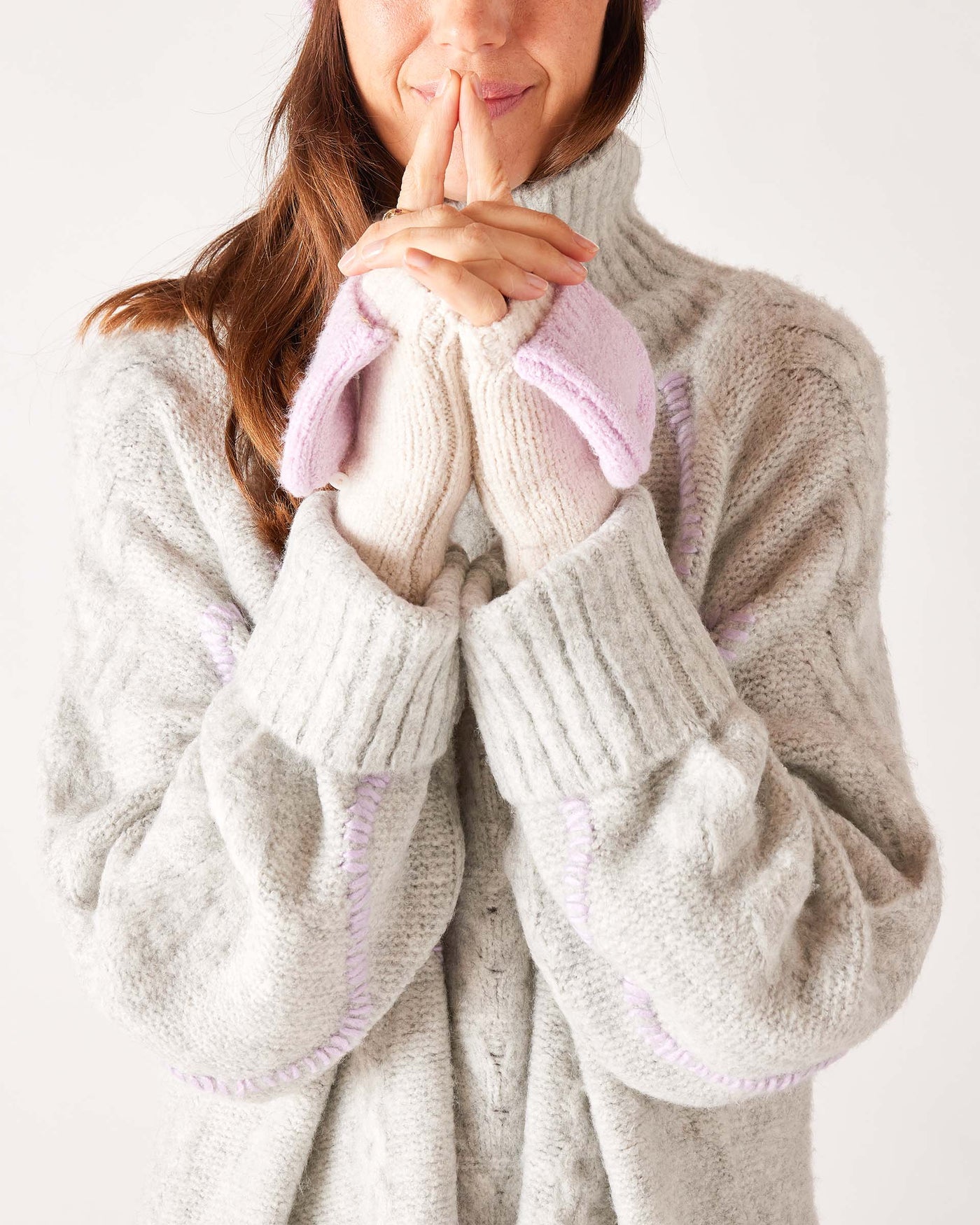 Snow Bunny Flip Top Mittens - Lilac/Fawn