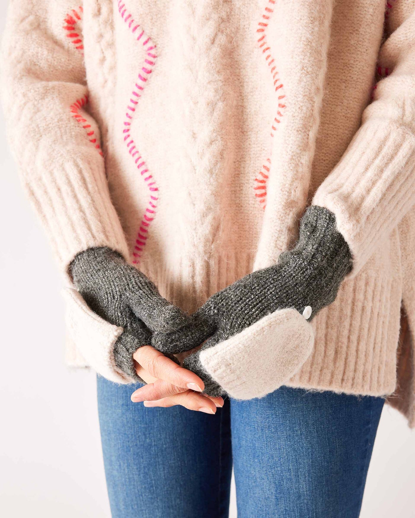 Snow Bunny Flip Top Mittens - Fawn/Storm