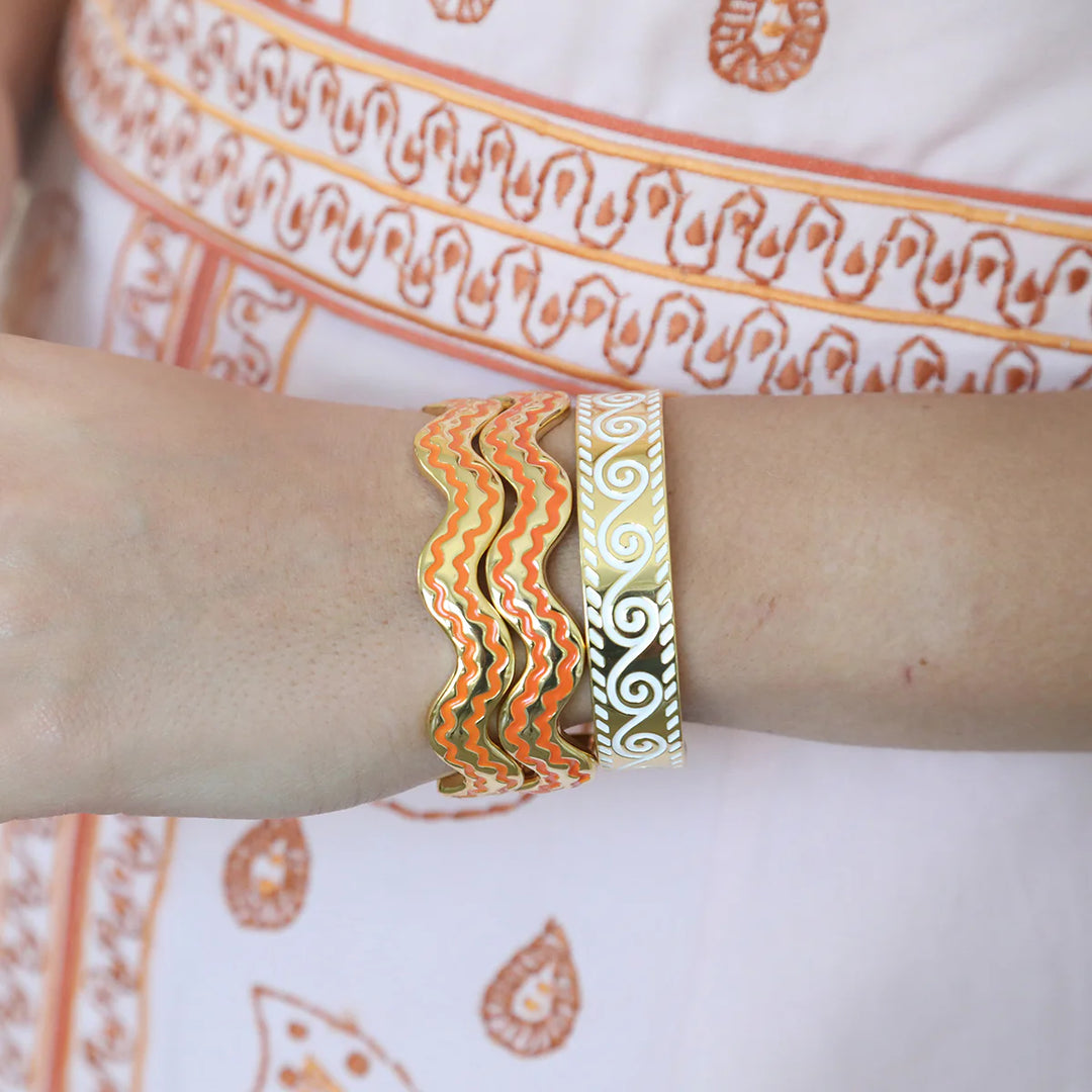 Enamel Wave Cuff - Ivory