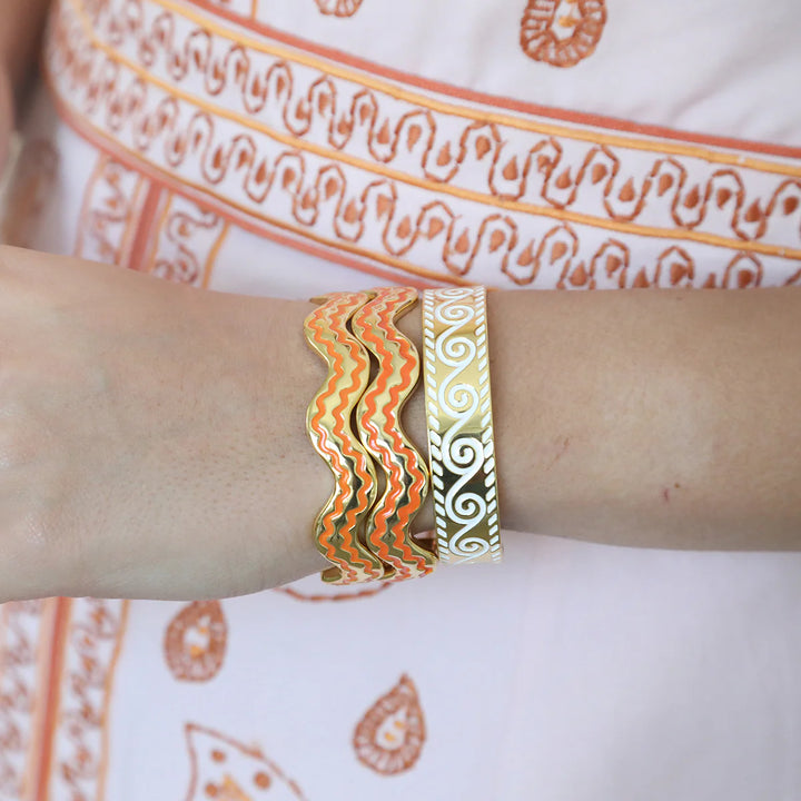 Enamel Wave Cuff - Ivory