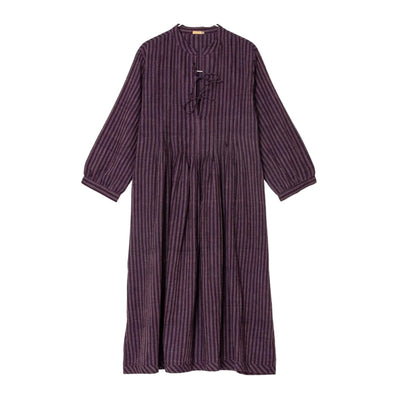 Aditi Ticking Stripe Dress - Blue/Maroon