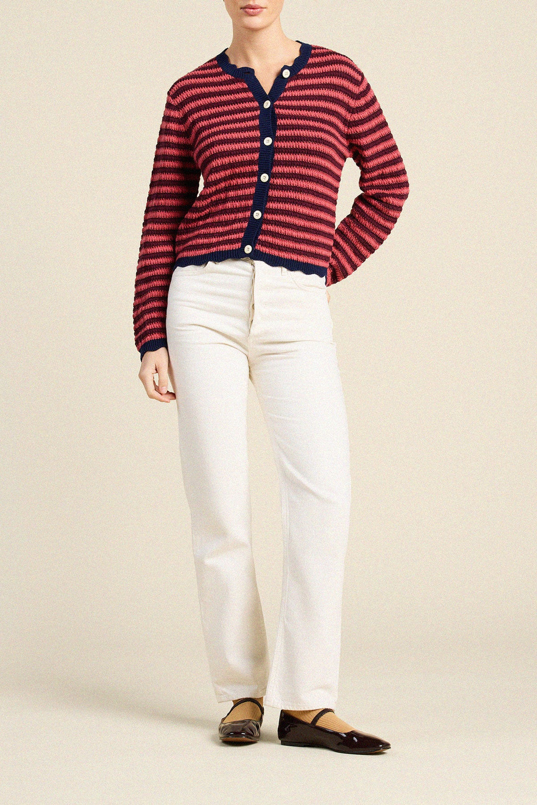 Vento Cardigan - Pink Stripe