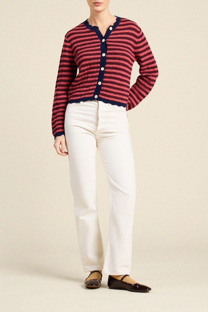 Vento Cardigan - Pink Stripe