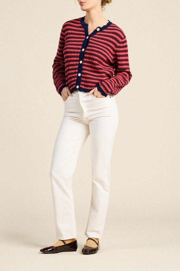 Vento Cardigan - Pink Stripe