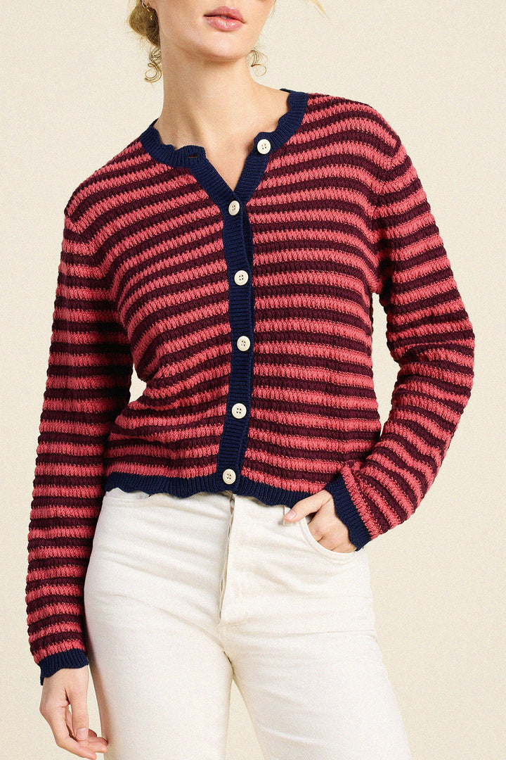 Vento Cardigan - Pink Stripe