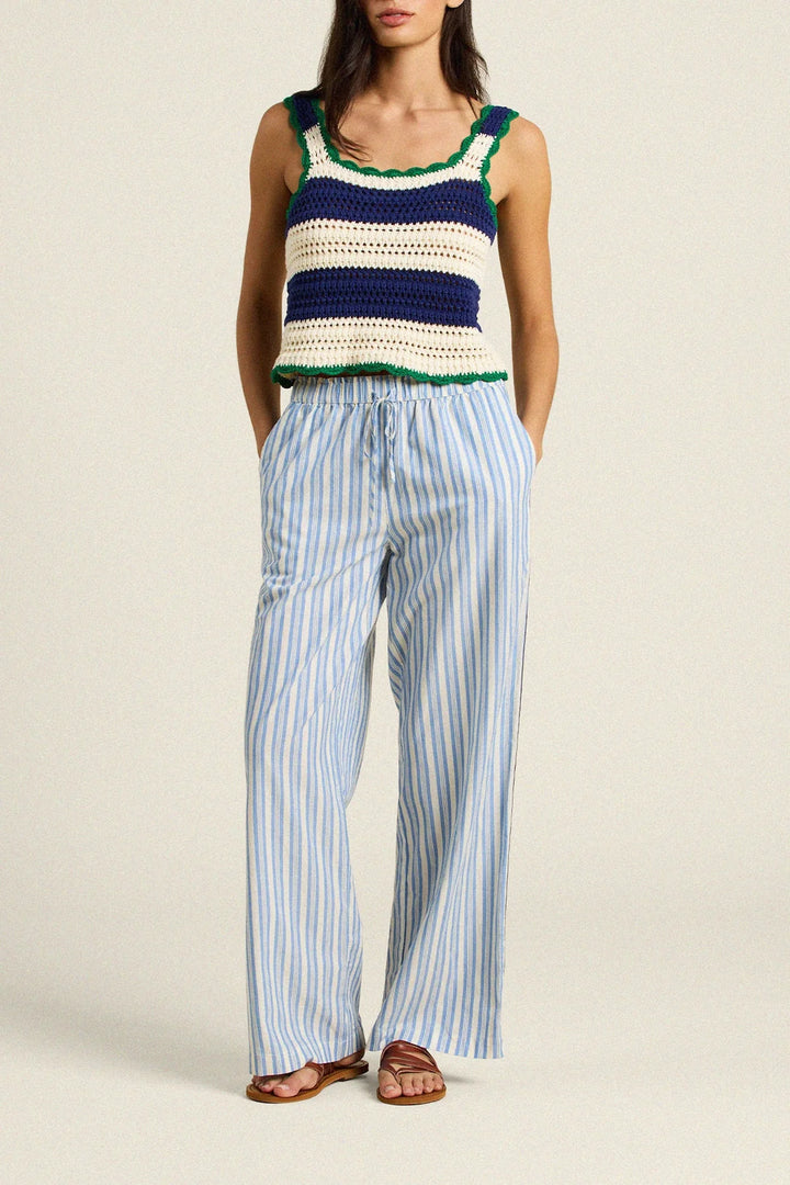 Justine Sweater Tank - Navy Antique White Stripe