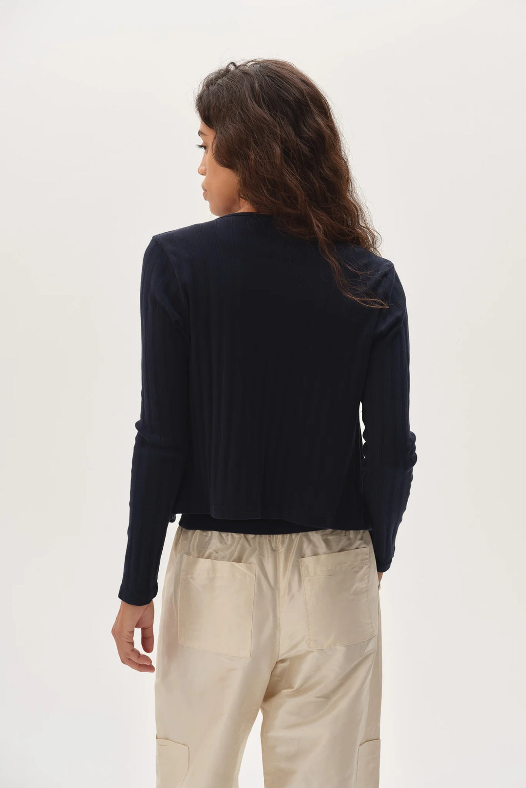 The Varied Rib Cardigan - Navy