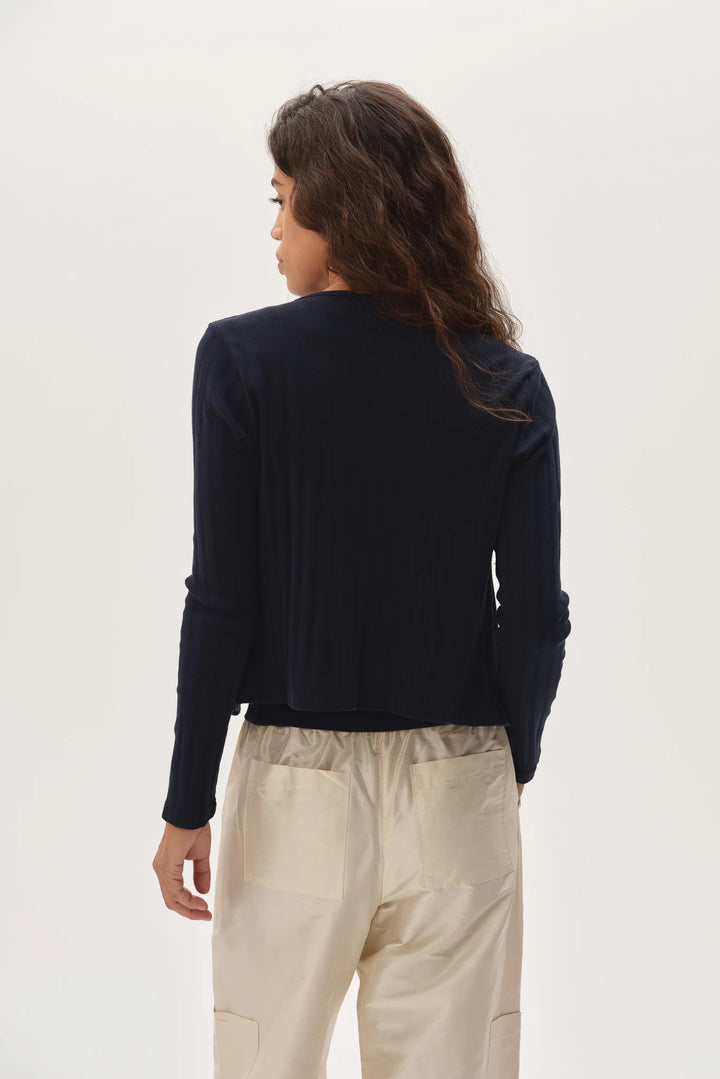 The Varied Rib Cardigan - Navy