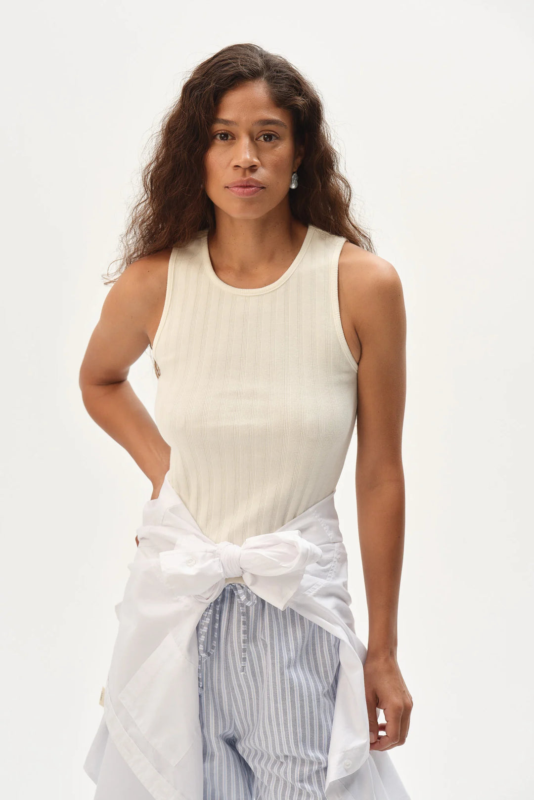 The Varied Rib Tank - Creme