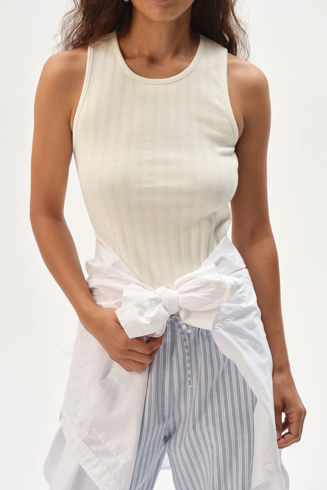 The Varied Rib Tank - Creme