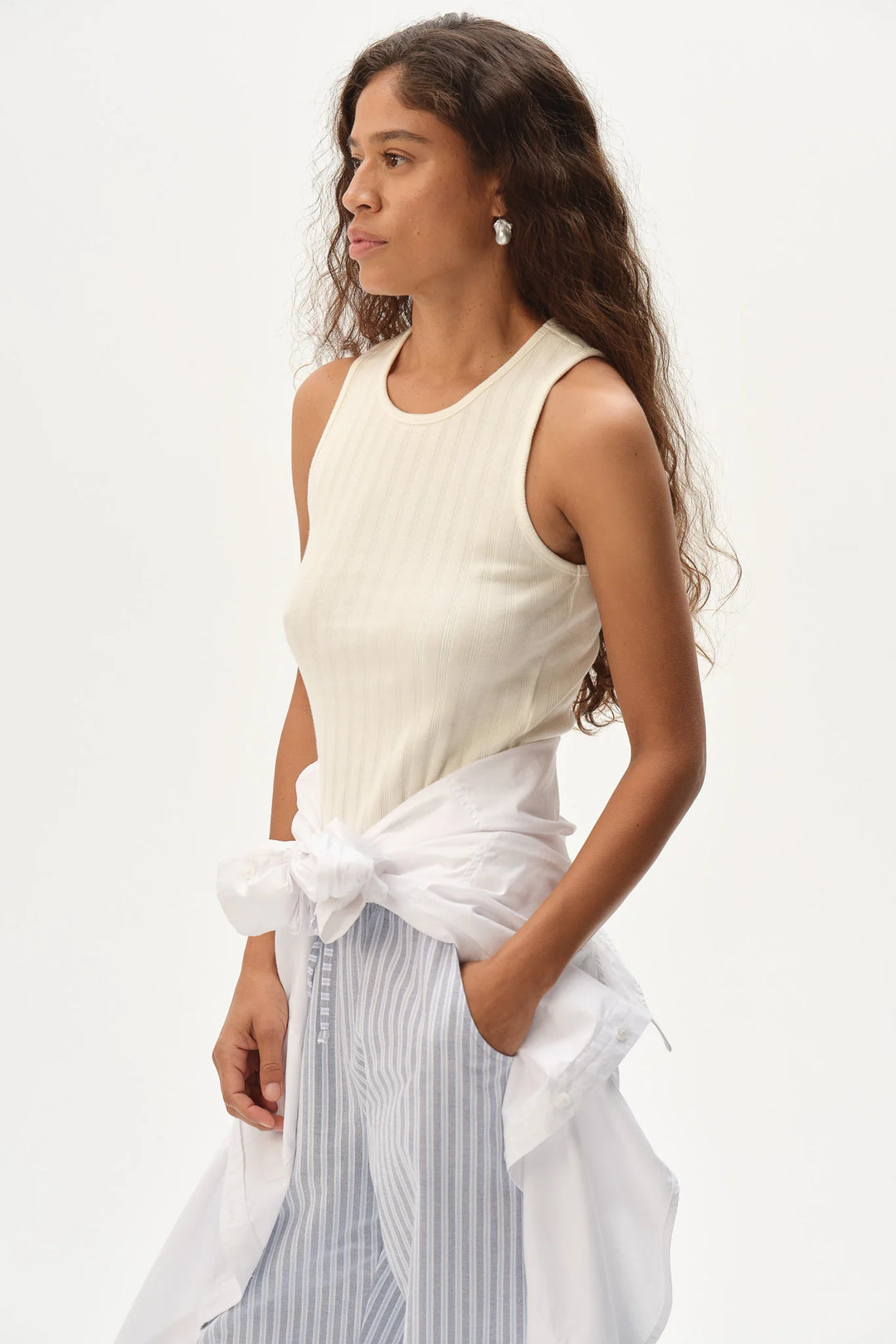 The Varied Rib Tank - Creme