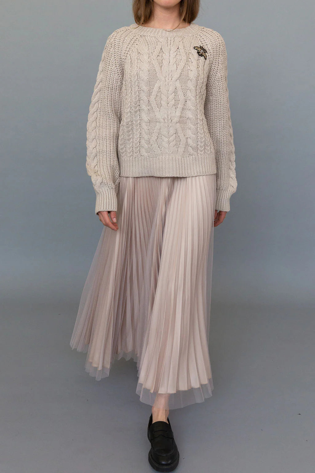 Tulle Dobby Skirt - Taupe