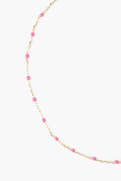 Enamel Bead Anklet - Pink Rose