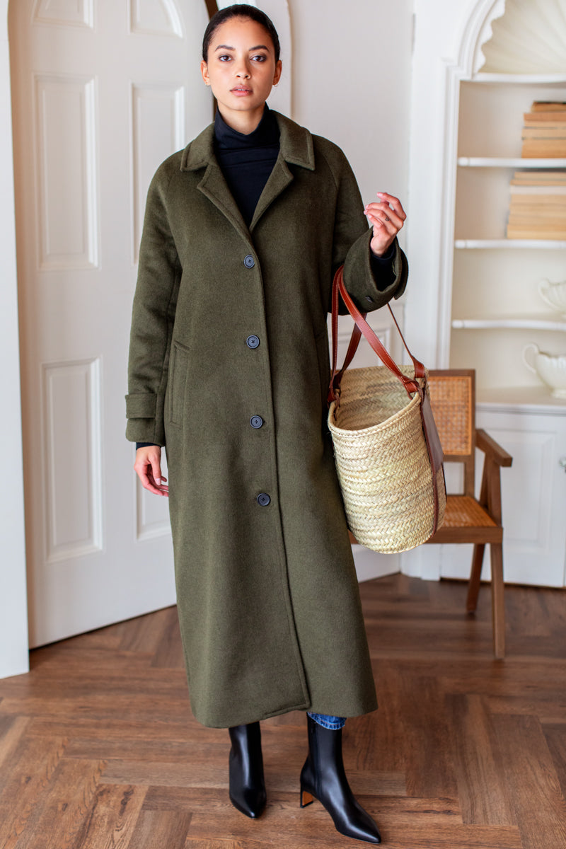 Maxi Overcoat - Army Wool