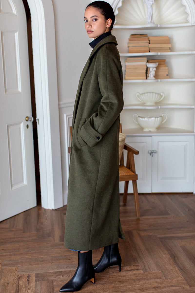 Maxi Overcoat - Army Wool