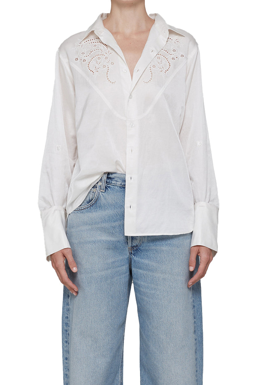 Dree Embroidered Shirt - Optic White