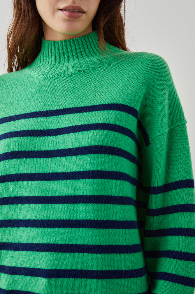 Sasha Sweater - Kelly and Navy Stripe