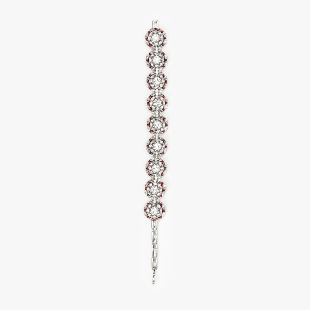 Vintage Button Bracelet - Clear Multi/Rhodium
