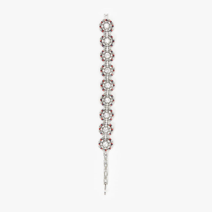 Vintage Button Bracelet - Clear Multi/Rhodium