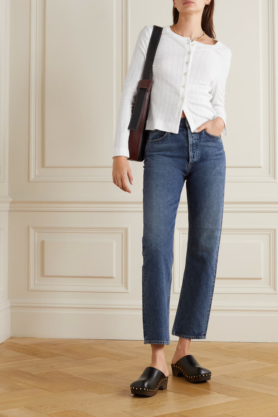 Pointelle Classic Crew Cardigan - White