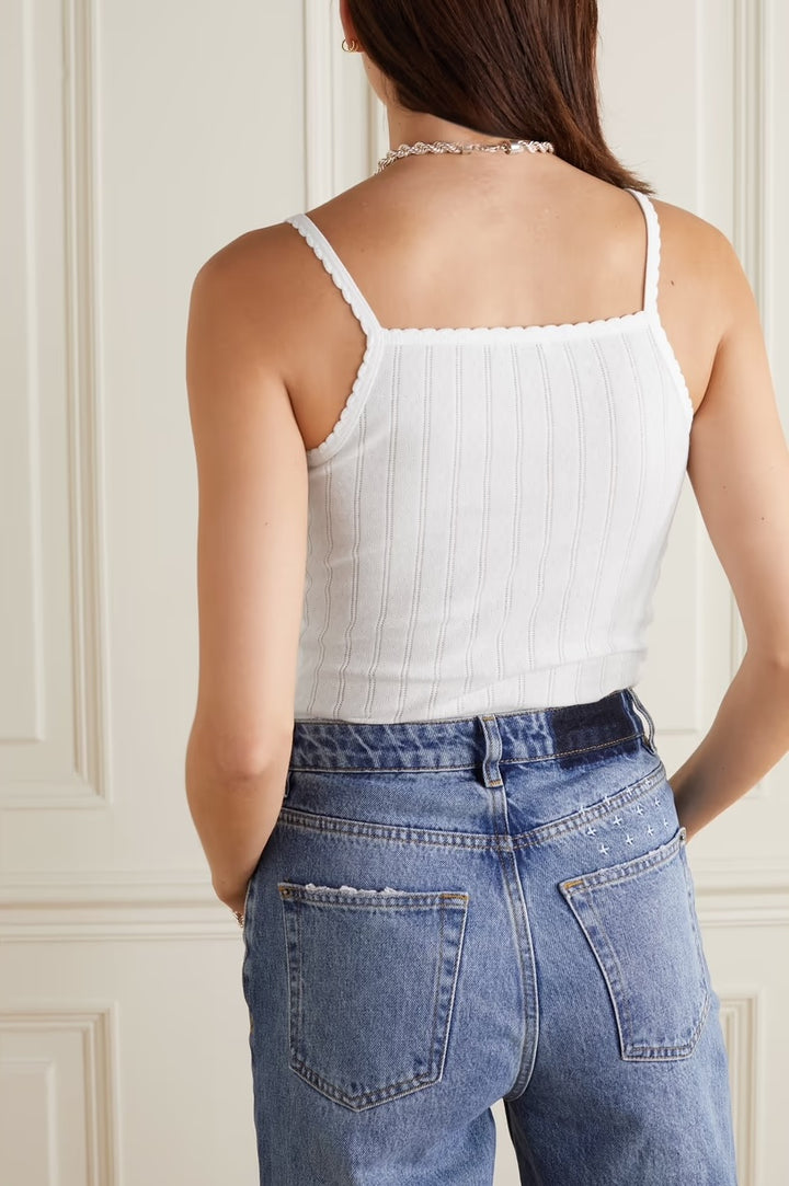 Pointelle Classic Tank Top - White