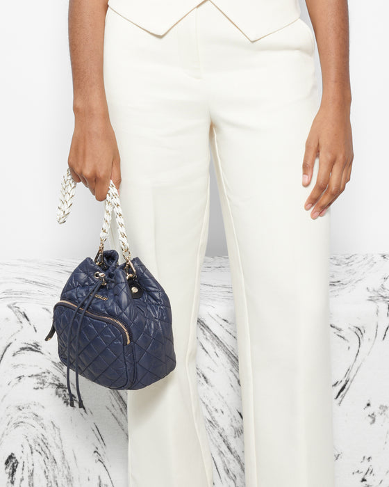 Crosby Drawstring Bucket Bag - Dawn/White