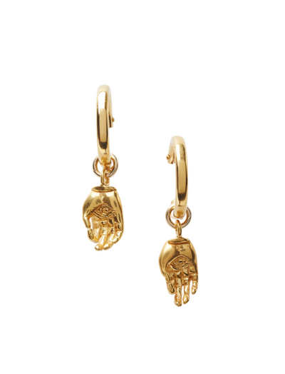 18K GP Hoop Earrings w Hand