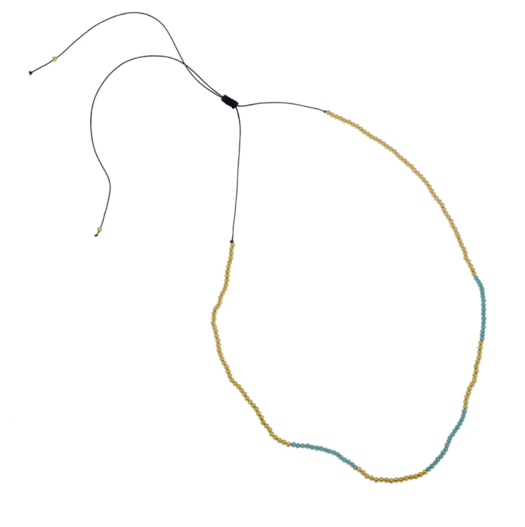 Turquoise & Gold Adjustable Necklace