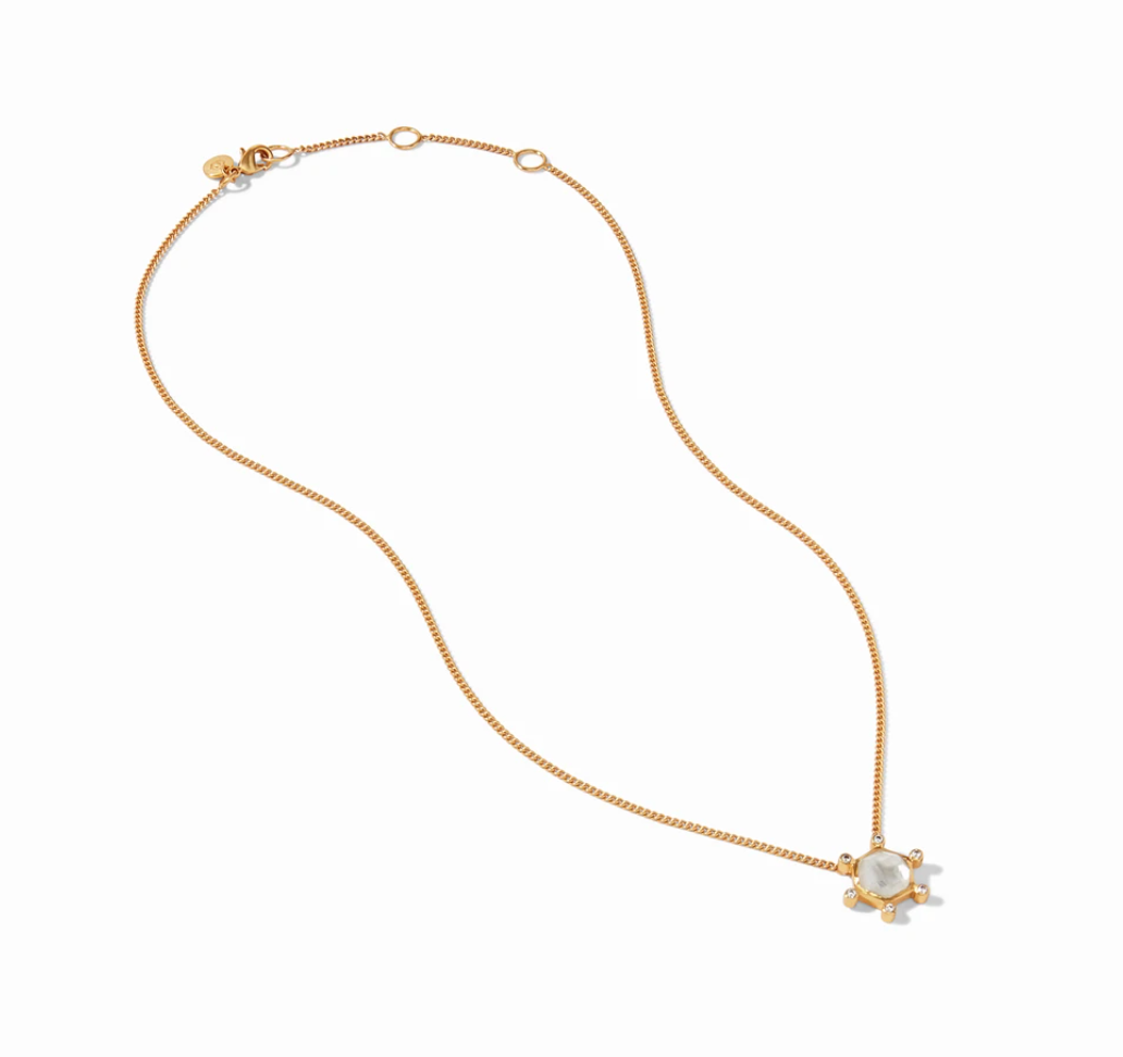 Cosmo Solitaire Necklace Irid. Chalcedony Blue