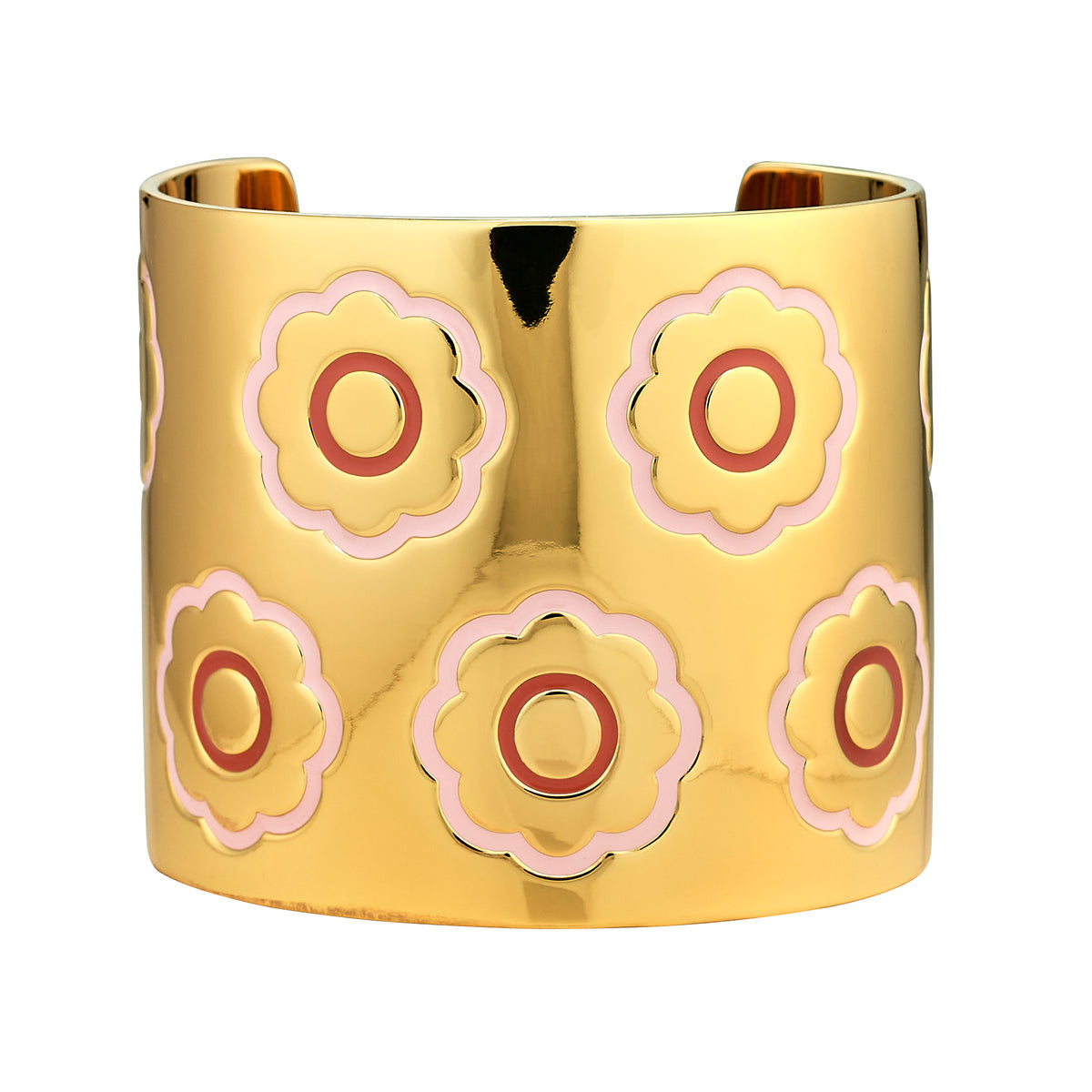 Engraved Flower Cuff - Coral