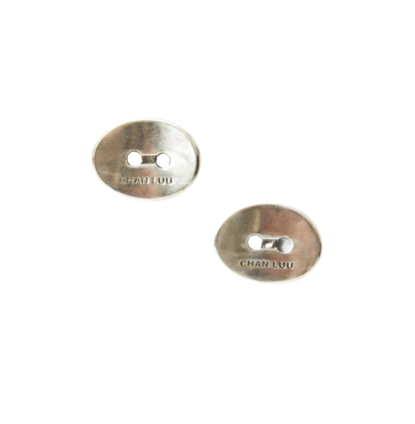 Silver Oval Button Earrings