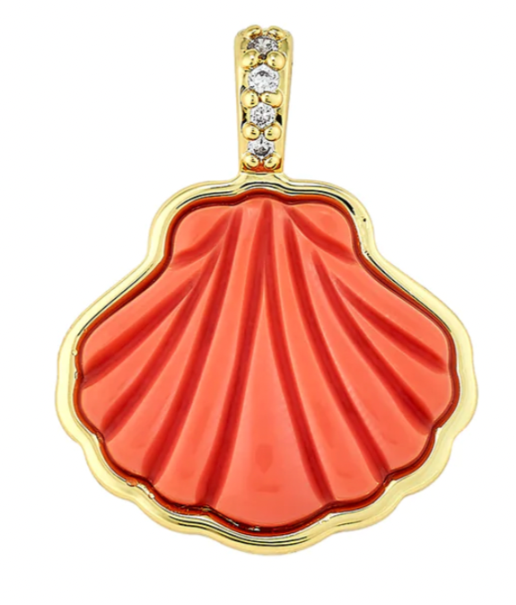 Clam Shell Charm - Coral