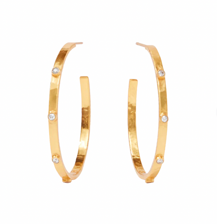 Crescent Stone Hoop Large CZ