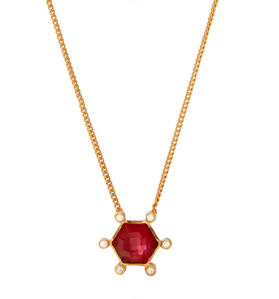 Cosmo Solitaire Necklace- Ruby Red