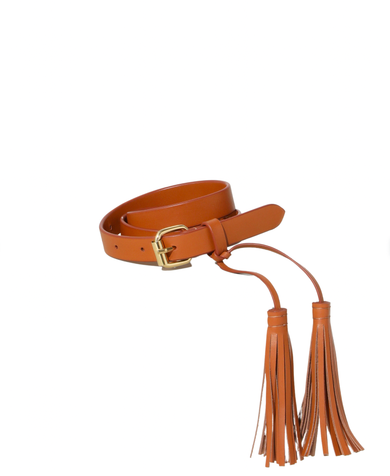 Tassel Leather Belt - Cognac