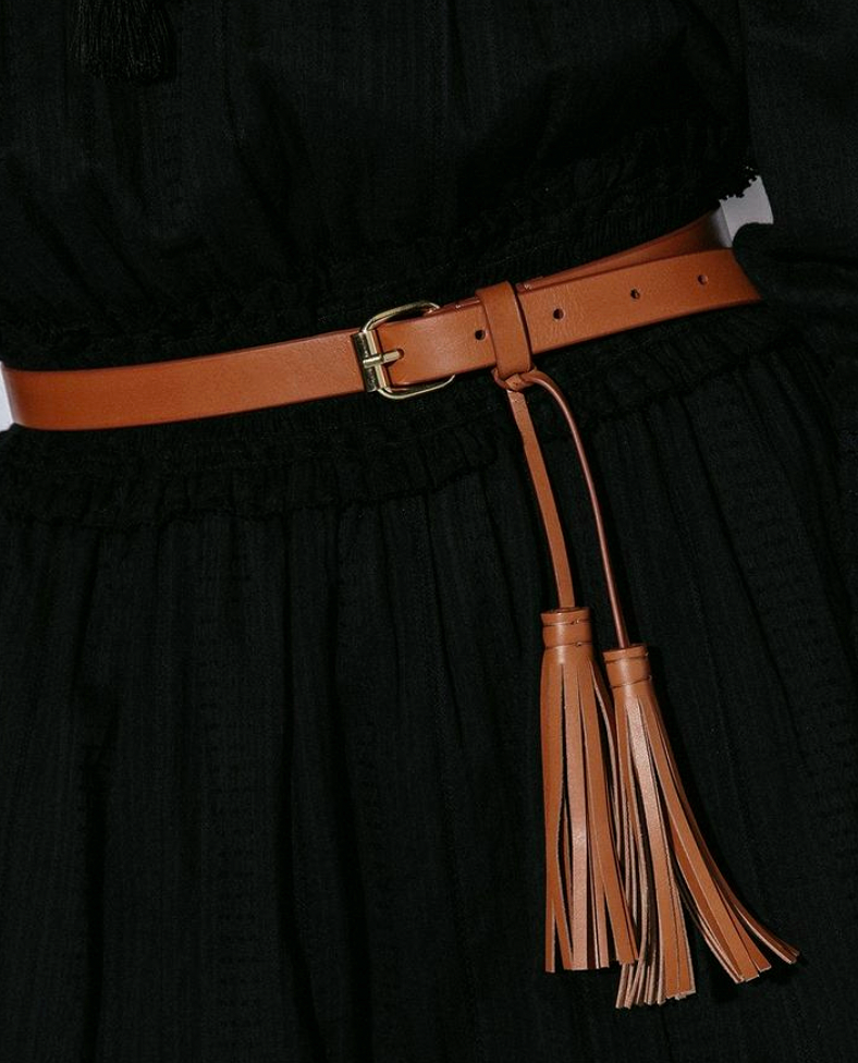 Tassel Leather Belt - Cognac
