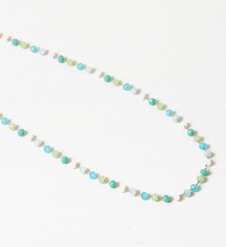 3mm Turq Ombre Beaded Necklace
